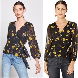 Joie Laraine Floral Silk Wrap Blouse M NWOT